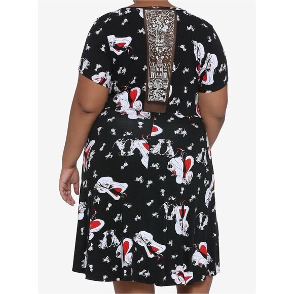 NWT Disney 101 Dalmatians Cruella De Vil Black Lace Back Dress - Size 3X - - Picture 3 of 9